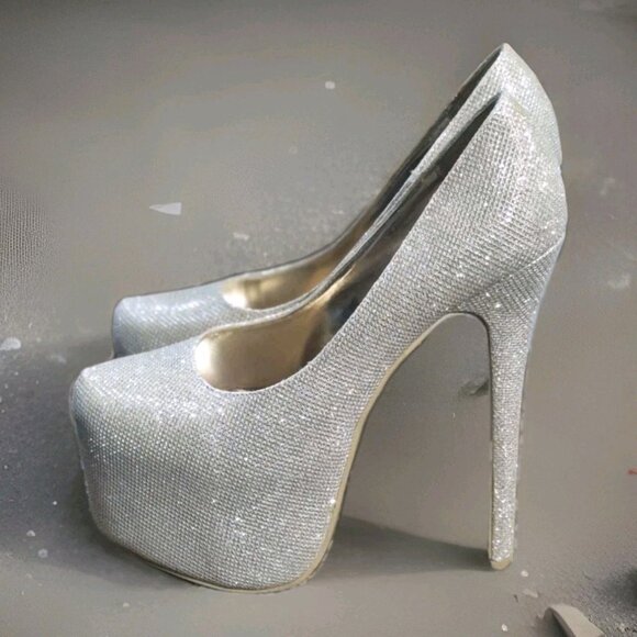 Pazzle Shoes - Glam Shimmer  High Heel Plaform Dress Pump Shoes Women's Size 8